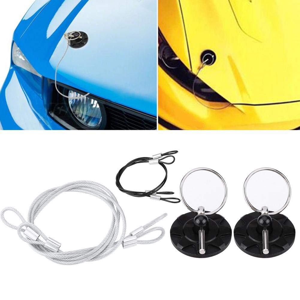 GOTOTOP 2pcs Hood Pin Kit, Universal CNC Billet Aluminum Racing Bonnet Hood Pin Lock Appearance Kit Black for Any Vehicle Truck SUV