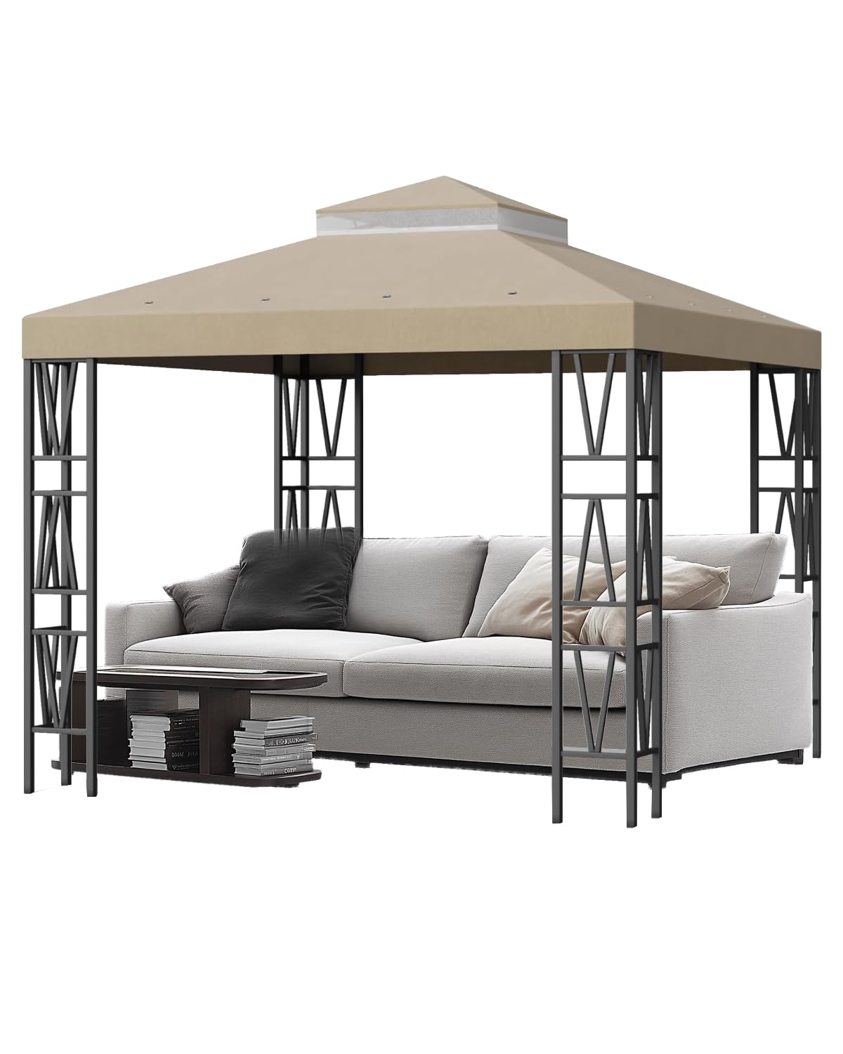 Photo 1 of 10x10 Gazebo Replacement Canopy Top Cover, Double Tiered Canopy Tent Top Gazebo Cover with Air Vent for Outdoor, BBQ, Patio Garden