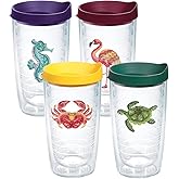 Tropical Animal Assorted 16 oz Tumbler with lid 4 Pack