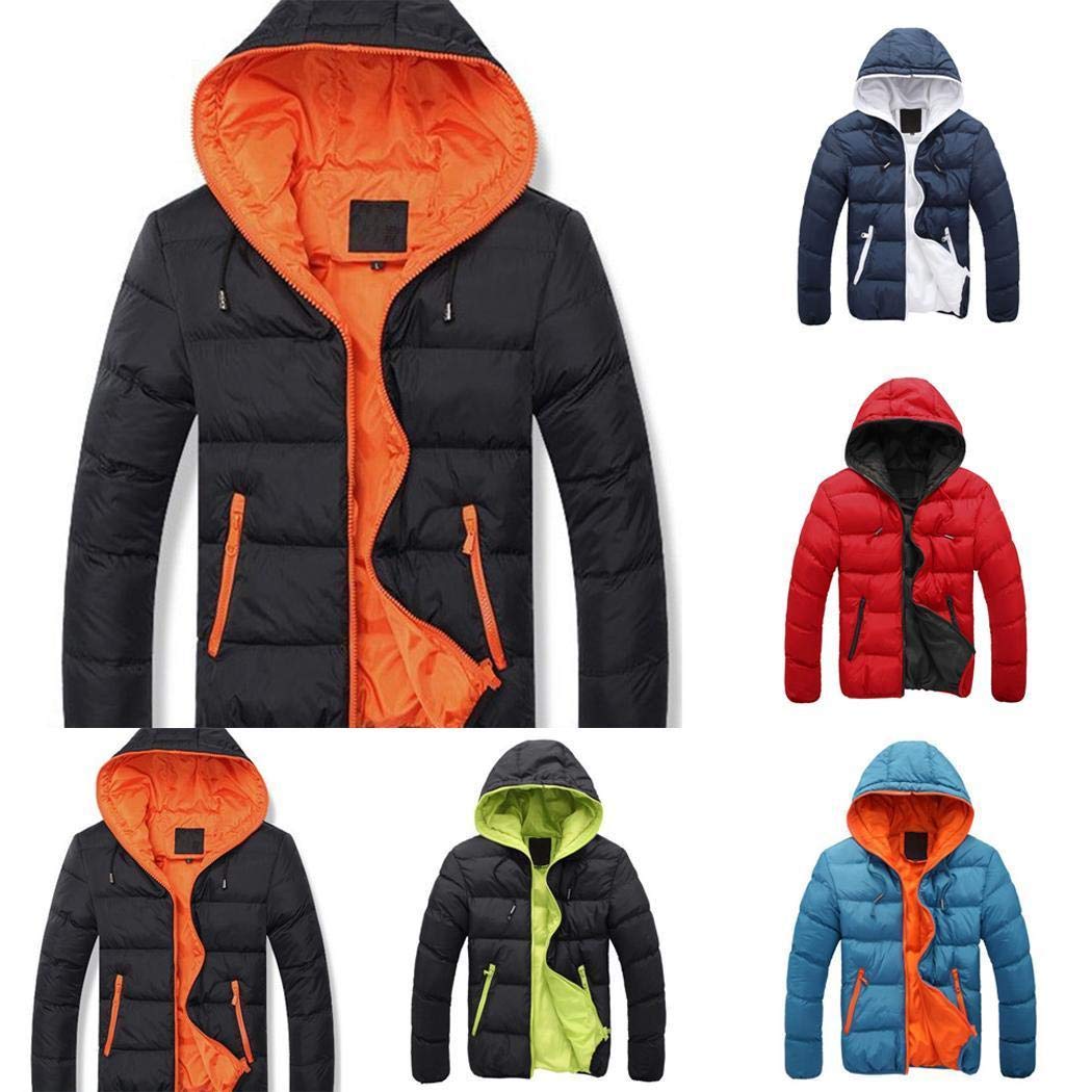 fnemo Men Casual Cotton Jacket Long Sleeve Hooded Slim Outerwear Winter Zipper Coat Coats