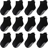 Aroveea Non Slip Grip Ankle Baby Socks 12 Pack for Toddler Boys and Girls Kids,Infant Cute Cotton Baby Socks