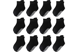 Aroveea Non Slip Grip Ankle Baby Socks 12 Pack for Toddler Boys and Girls Kids,Infant Cute Cotton Baby Socks
