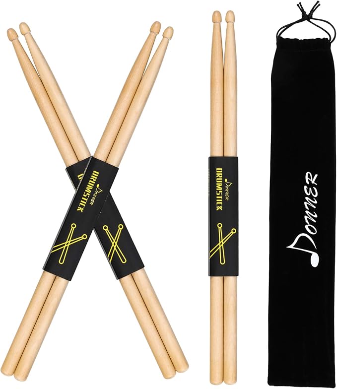 Baguettes De Batterie Moboog En Bois D'Érable - Taille 7A, Pointe Ovale, Pour Toutes Les Batteries - Multicolores