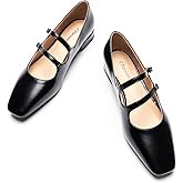 C.Paravano Women's Mary Jane Shoes | Ballet Flats | Women's Flats | Square Toe | Flat Shoe | Block Heel
