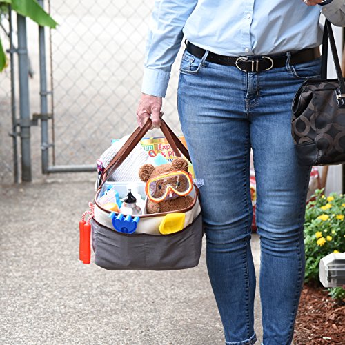 Baby Diaper Caddy Organizer Bag: Cotton Baby Tote for Travel and Nursery Storage - Thumbnail 3