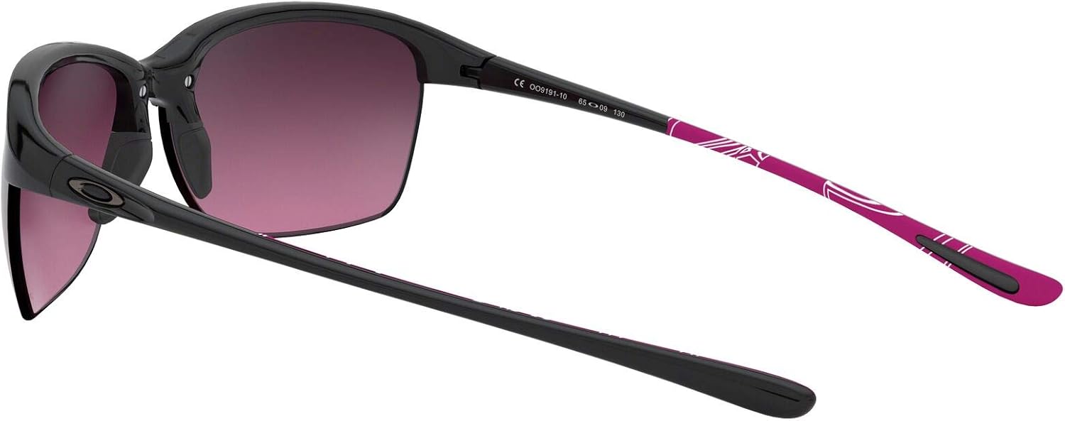 Oakley Women's OO9191 Unstoppable Rectangular Sunglasses, Polished Black/Rose Gradient Polarized, 65 mm: Shoes