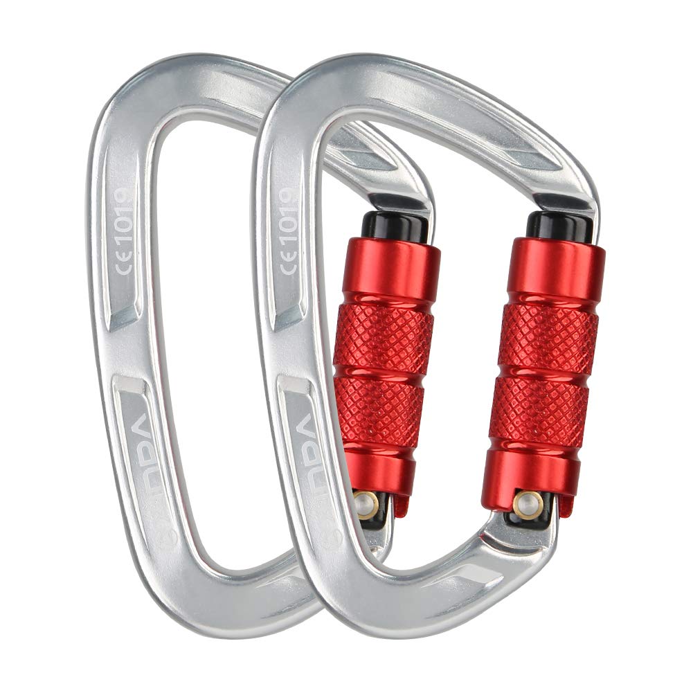 XINDA 25KN Auto Locking Carabiner - D Shaped Twist Lock Climbing Carabiner CE UIAA Certified, Heavy Duty Carabiners Clip for Rock Climbing,Rappelling,Camping,Hiking,Hammocks,Swings