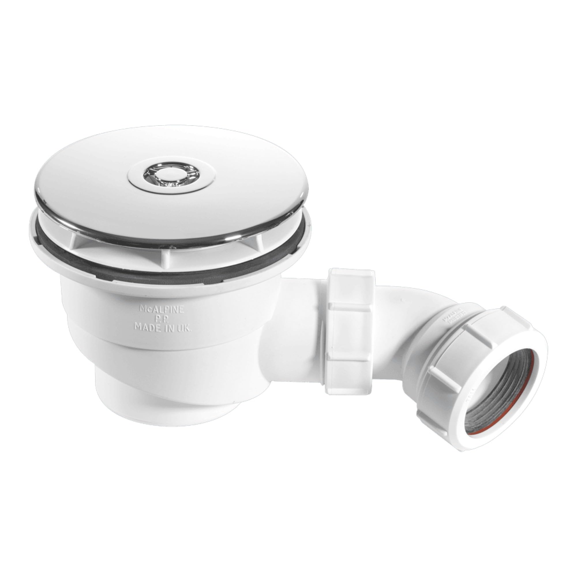 Mcalpine St90Cb10 90Mm Shower Trap Chrome Plated Brass, Chrome and White