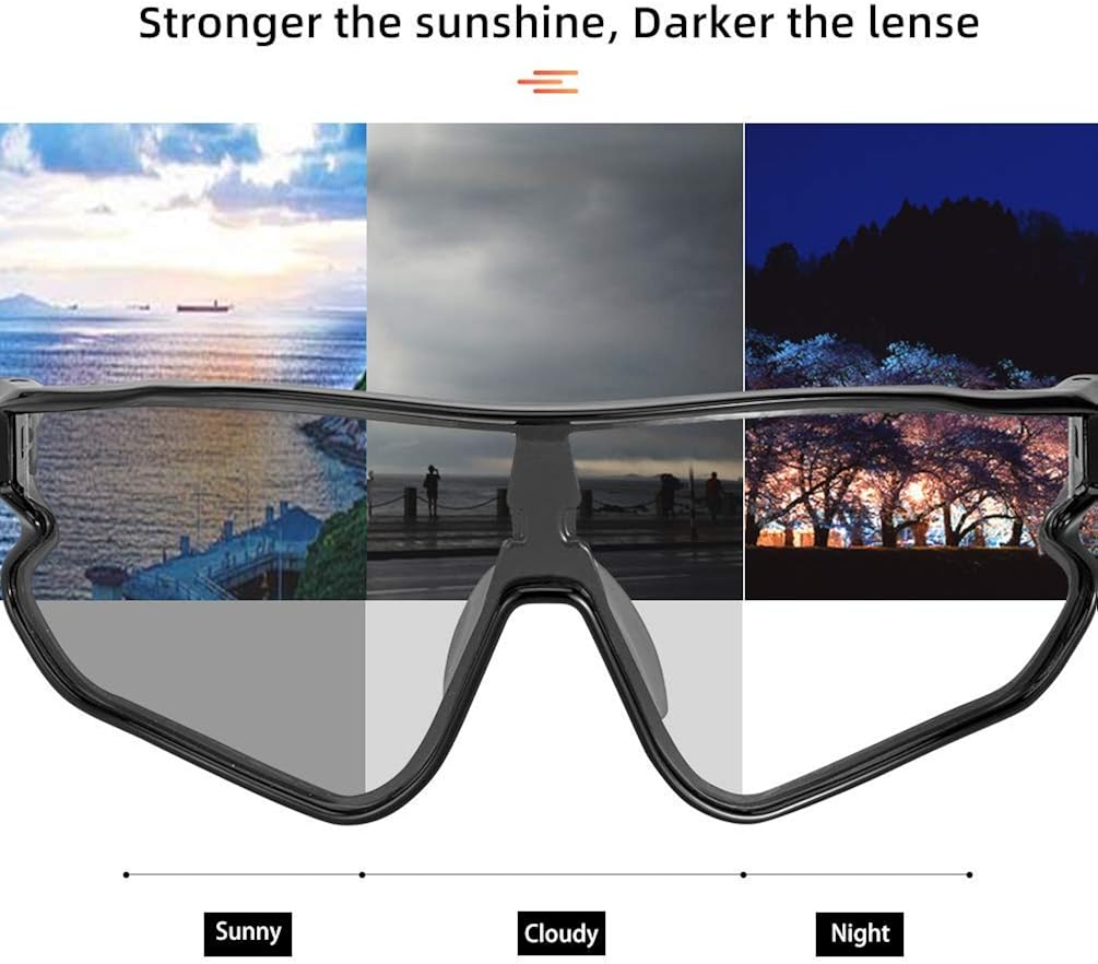 Photochromic Sunglasses for Men Women Bike Glasses 100% UV Protection: Clothing
