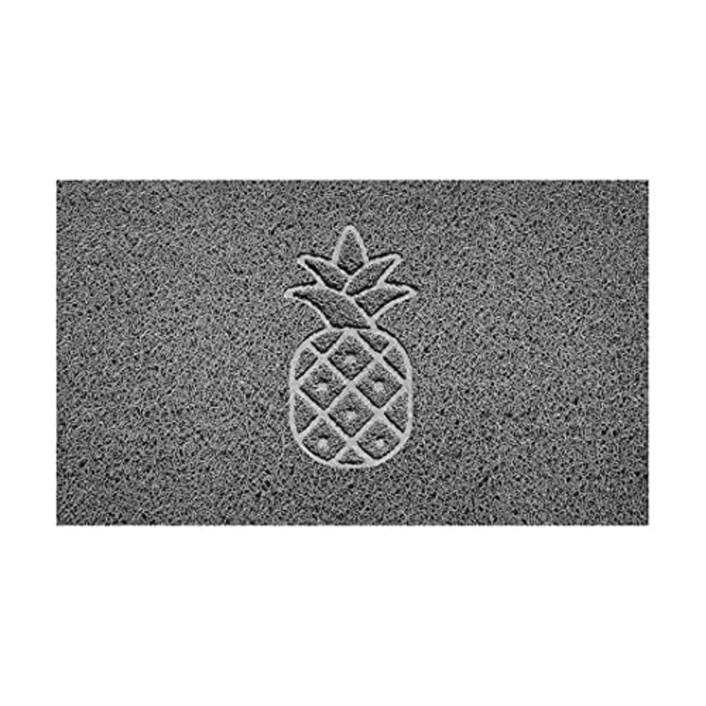 Nicoman Embossed Spaghetti Door Mat Dirt-Trapper Jet-Washable Doormat 70x43cm (Grey, PINEAPPLE Shape) - Use Outdoor ONLY