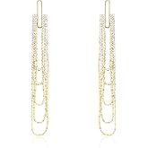 HOMEPAC Gold Long Dangle Earrings for Women Elegant, Crystal Tassel Chandelier Drop Earrings, 925 Sterling Silver Post, Wedding Party Jewelry Gift