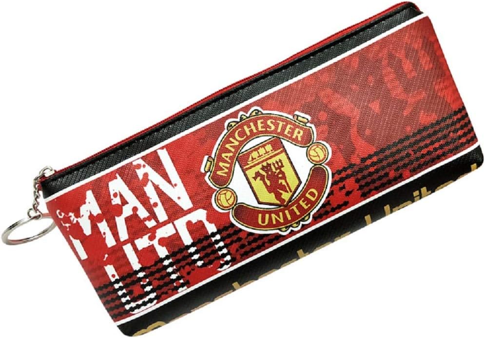 Football Club Soccer Team Logo Unisex Football Keychain Doodle Pencil Bag Stationery Bag(Manchester United,8.3-3.94in)