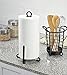 mDesign Modern Metal Vertical Paper Towel Holder Stand and Dispenser, Fits Standard and Jumbo-Sized Rolls for Kitchen Countertop, Pantry, Laundry/Utility Room, Garage Storage - Matte Black