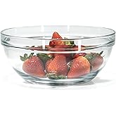 Red Co. 4.2 Quart Fully Tempered Clear Glass Mixing and Prepping Bowl with Safety Rim, Large