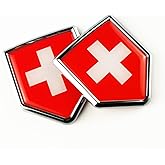 Newperlite Switzerland Flag Decal Sticker Car Emblem Swiss Flag Car Decoration Accessories Chrome Shield for Truck Vehicles Cars, 2 Pack