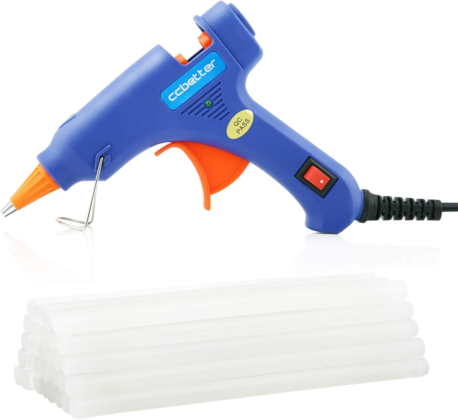 Hot Glue Gun, ccbetter upgraded version Mini Hot Melt Glue Gun with 30pcs Glue Sticks with glue gun removable Anti-hot cover for DIY Small Craft Projects and Home Quick Repairs Blue