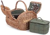 Red Hamper Green Tweed Picnic Basket for 4 - Complete Set view 7