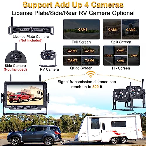 RV Wireless Backup Camera 2 Cameras Plug and Play for Furrion Pre