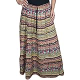 Mogul Interior Women Peasant Maxi Skirts Wild Forest Handmade Gypsy Flirty Sexy Bohemian Long Skirts M/L