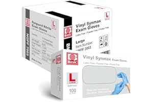 Jointown Basic Medical Synmax Vinyl Exam Gloves - Latex-Free & Powder-Free - Large, BMPF-3003(Case of 1,000)