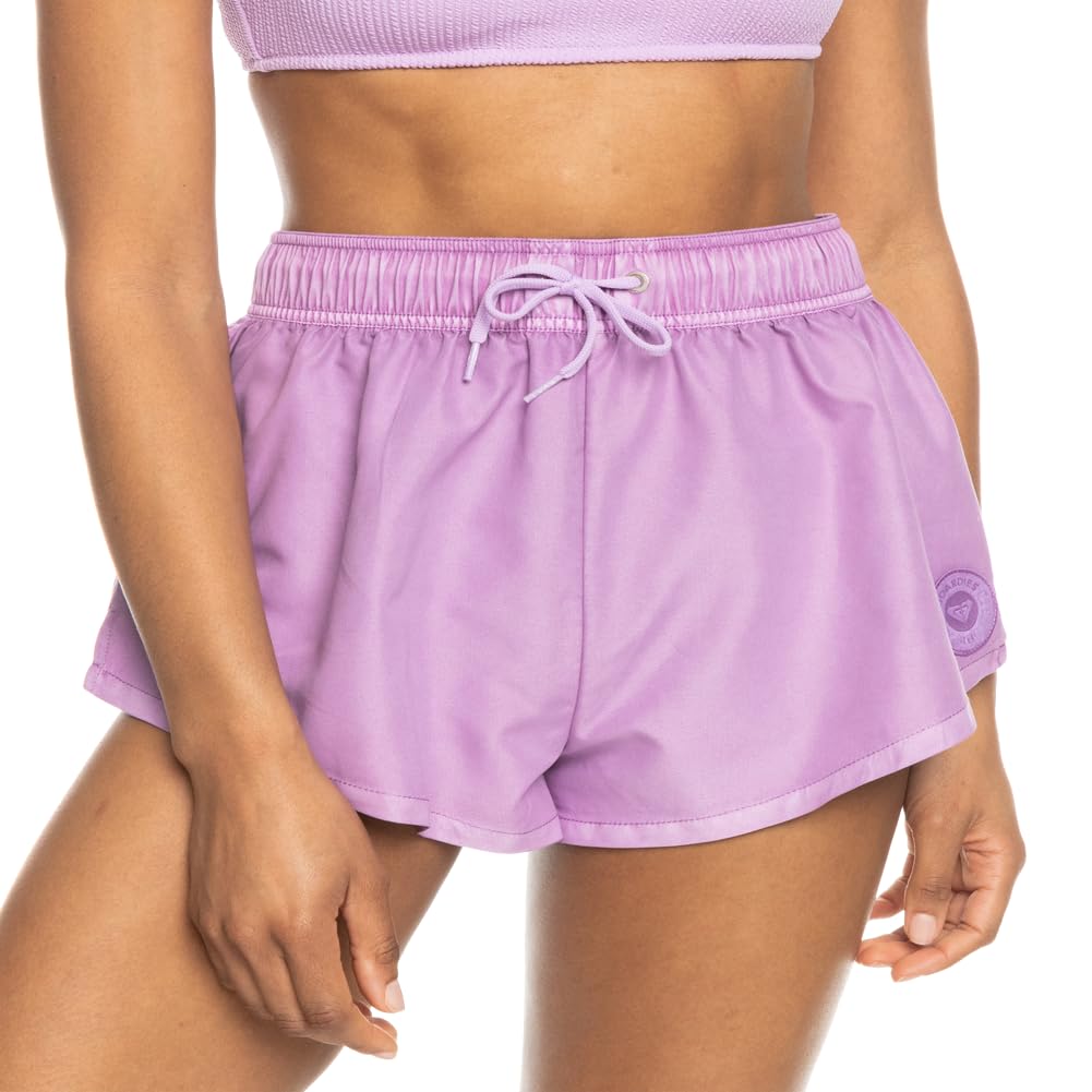 Photo 1 of Roxy Women's Standard Beach Casual Loose Fitted, Elastic Waist Drawcord Swim Shorts, Quick-Dry, Petal, XX-Large