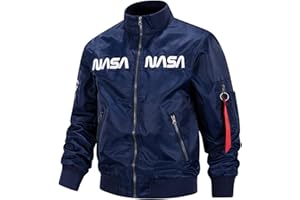 CORIRESHA Winter Men's NASA Bomber Jacket Stand Collar Thickened With Embroidery