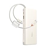 Baseus Portable Charger with Built in Cable, 100W Laptop Power Bank 20000mAh, Travel Essential Fast Charging USB C Battery Pack for MacBook, iPhone 17/16 Series, Samsung Galaxy S25/24, TSA-Approved