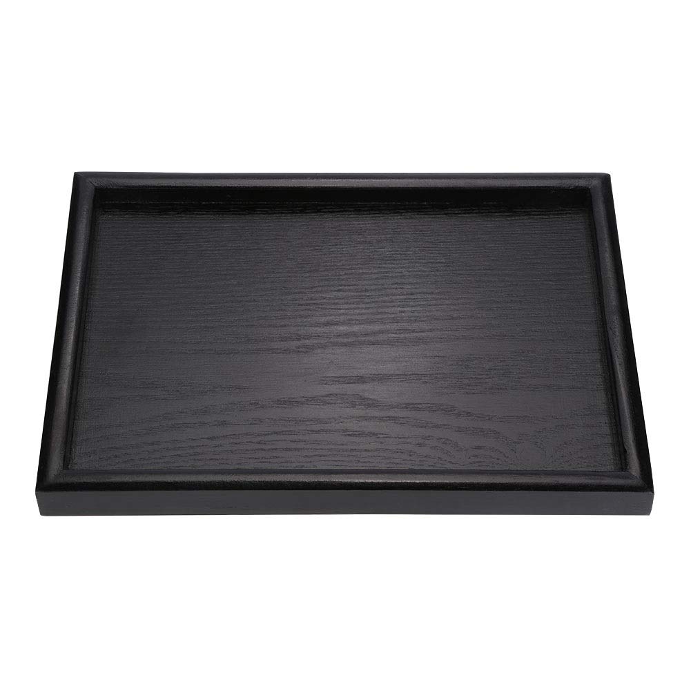 Aiggend Wood Tea Tray, Wooden Rectangular Tray Coffee Drinks Food Serving Tray for Dining Room Living Room (Black) (30 x 20 x 2cm)
