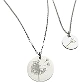Pammytail Dandelion Pendant Necklace Set of 2 18 in and 20 inch Mother Daughter Jewelry
