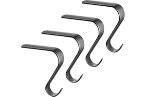 Oyydecor Christmas Stocking Holders for Mantle Set of 4, Heavy Duty Fireplace Hanger Hooks with Non-Slip Strips Holiday Mantel Garland Clips for Christmas Party Decoration Black