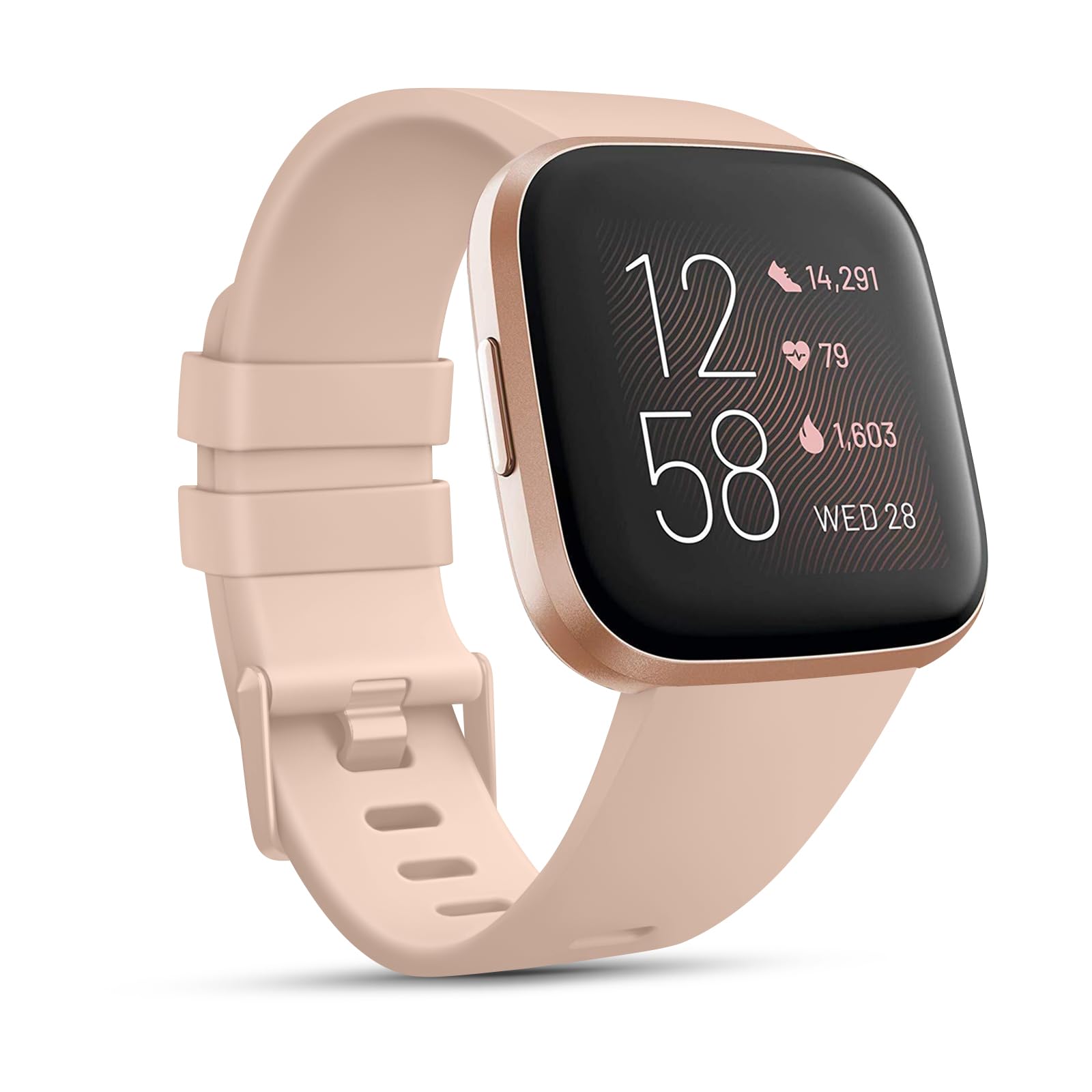 Strap for Fitbit Versa 2 Straps/Fitbit Versa Strap/Fitbit Versa Lite Strap for Women Men, Silicone Sport Classic Replacement Straps Compatible with Fitbit Versa Lite/Fitbit Versa 2(L,Pink Sand)