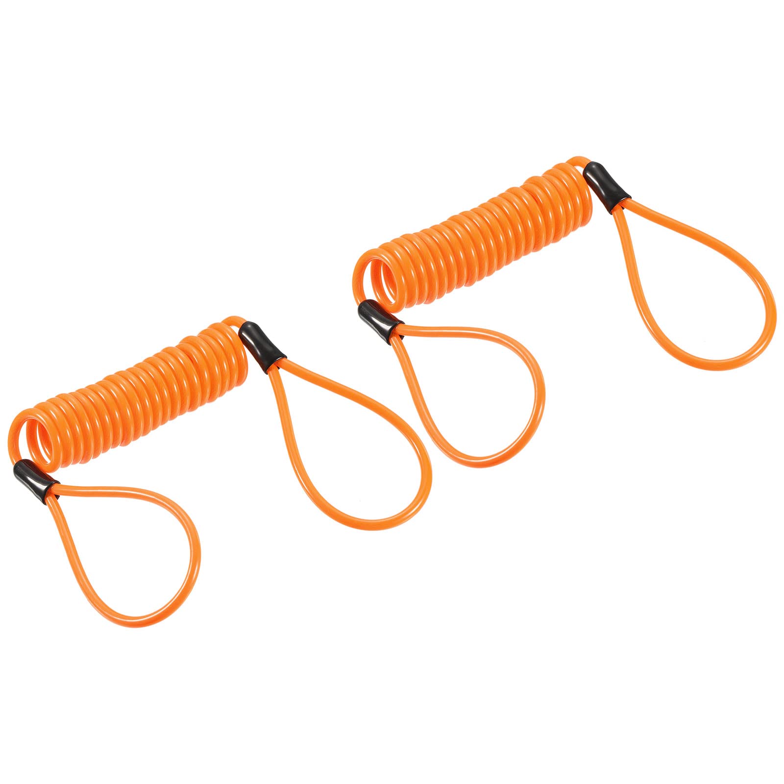 PATIKIL Security Steel Cable 3.5mm x 1.5m/4.92ft Coated Spring Luggage Lock Wire Rope with Double Loop Orange 2 Pack