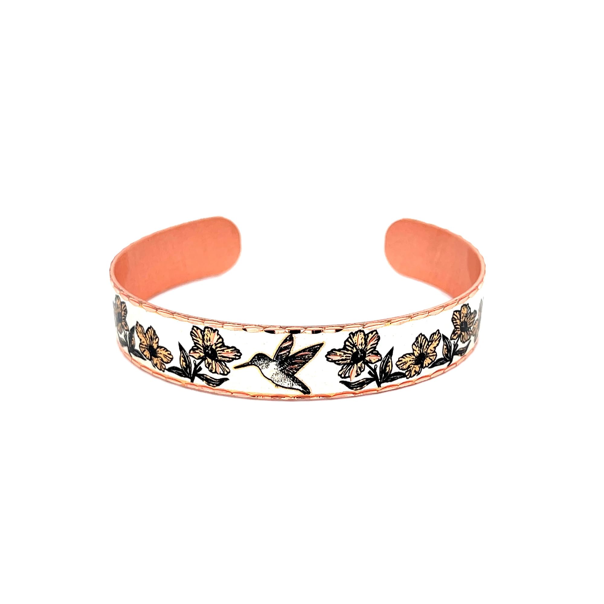 FRONT LINE JEWELRY Hummingbird Cuff Bracelet, Copper Hummingbird Bracelet, Bird Watcher Gift Hummingbird Cuff, Adjustable Copper Cuff for Women— Gifts for Her