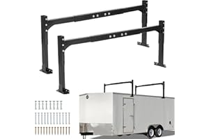 Carforu Adjustable Trailer Ladder Rack, 4.92FT to 6.2FT Carbon Steel Extendable Roof Ladder Rack for Open and Enclosed Trailers, 800LB Capacity, Black
