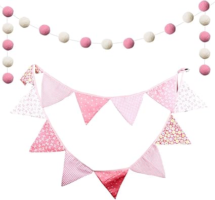 pink and grey bunting for nursery
