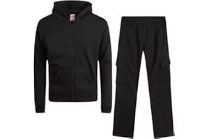 Real Love Girls Sweatpants Set - 2 Piece Soft Fleece Zip Up Hoodie and Flare Cargo Girls Pants Kids Activewear Set (7-16)