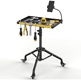 Rolling Tool Cart with Phone Stand, Portable Work Table Mechanic Cart | Portable Workbench Mobile Service Tray Cart with Magnetic Ruler Measurement Tool Holder for Light Duty, Garage and Home DIY