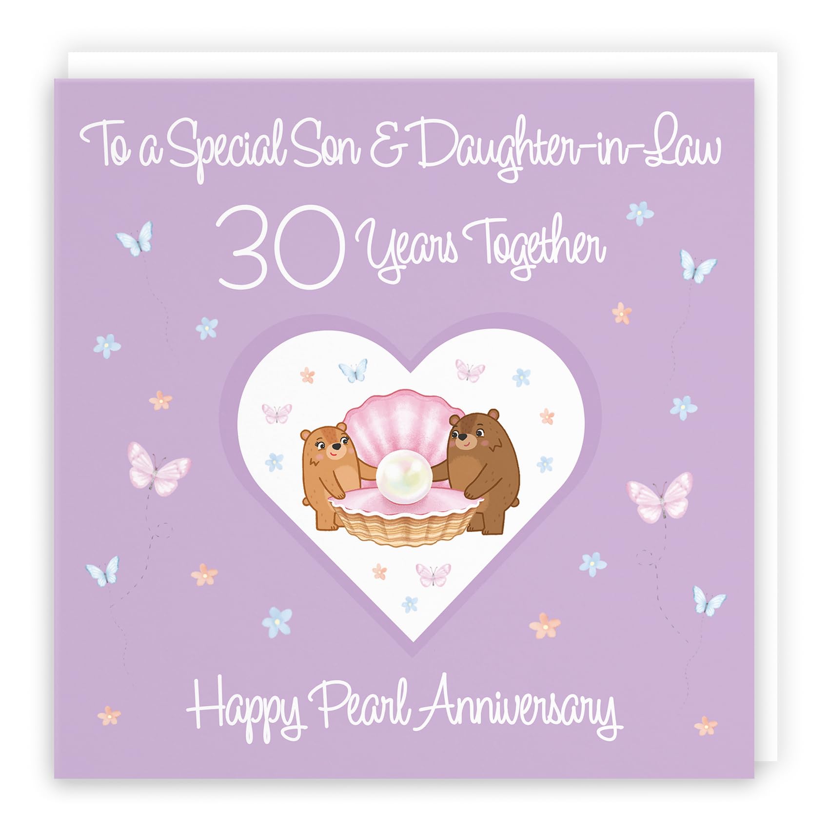Hunts England - Large Son & Daughter-in-Law 30th Anniversary Card - 30 Years - Pearl Anniversary - Romantic Meadows - Fun Card - 30th Anniversary Card For Son And Daughter-in-Law - 210 x 210 mm