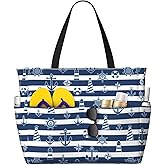 BJQ Beach Tote Bag for Women Beach Bag Waterproof and Sandproof Tote Bag with Wet Bag Large Travel Bag for Weekend Travel