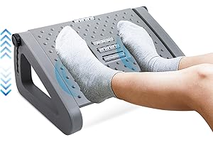 BYMECOST Foot Rest for Under Desk at Work, Adjustable Height Foot Rest, Ergonomic Foot Stool with Roller Massage for Pressure Relief, Portable Footstool Comfortable Leg Rest Under Desk for Office & Home (GRAY)