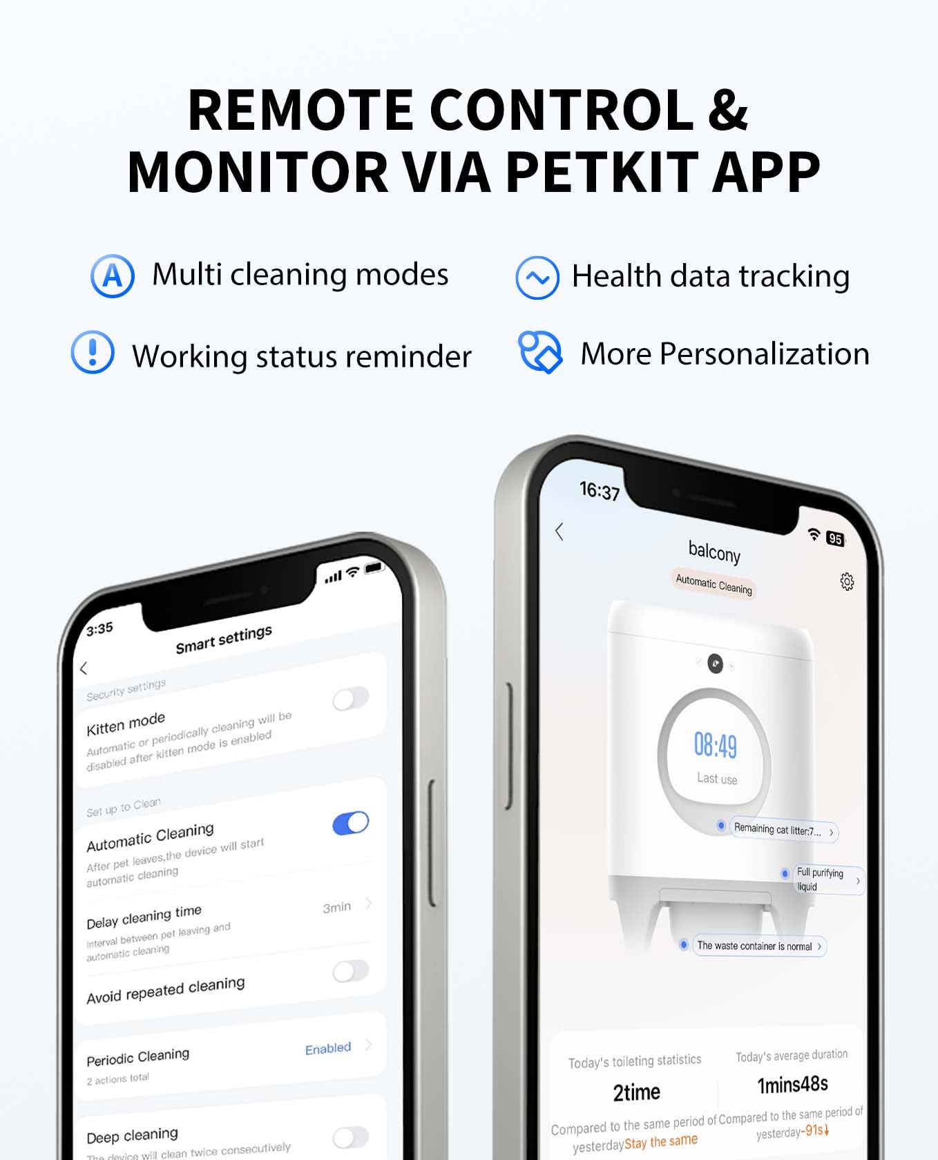 PETKIT New Updated PuraX Self-Cleaning Cat Litter Box, Scooping Free Automatic Cat Litter Box for Multiple Cats with Litter Mat, xSecure/Odor Removal/APP Control