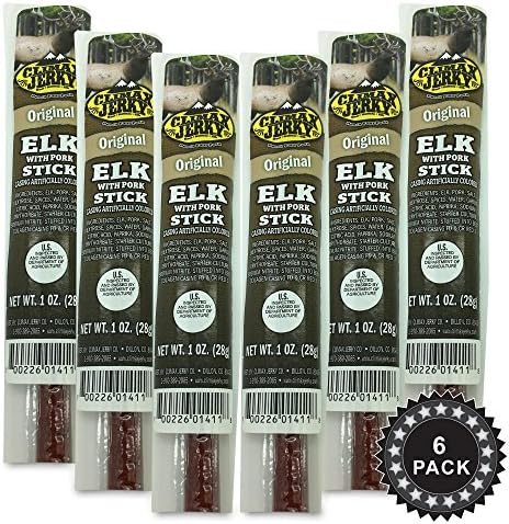 Original Delicious BEST Exotic Pack - 3 Types of Wild Game 1 Oz. Stick – Elk, Buffalo and Venison with Pork Sticks – No Antibiotics or Hormones (Elk Original, Elk Original 6 Sticks)