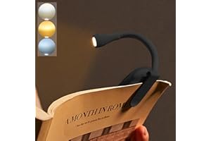LEDHOLYT Book Light, Rechargeable Clip on Reading Light, Adjustable Brightness LED Reading Lamp,3 Light Colors,Portable Book Lamp for Kids Reading in Bed. Night Reading Light