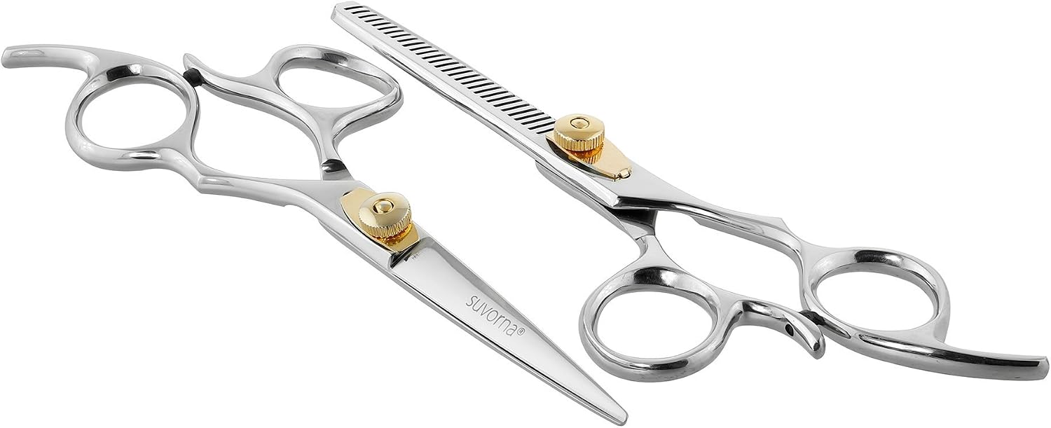 Suvorna 6" Professional Hairdressing Scissors Set including Thinning Scissors - Right Hand, 2 Pcs for Hair Cutting and Barber Use - Image 4