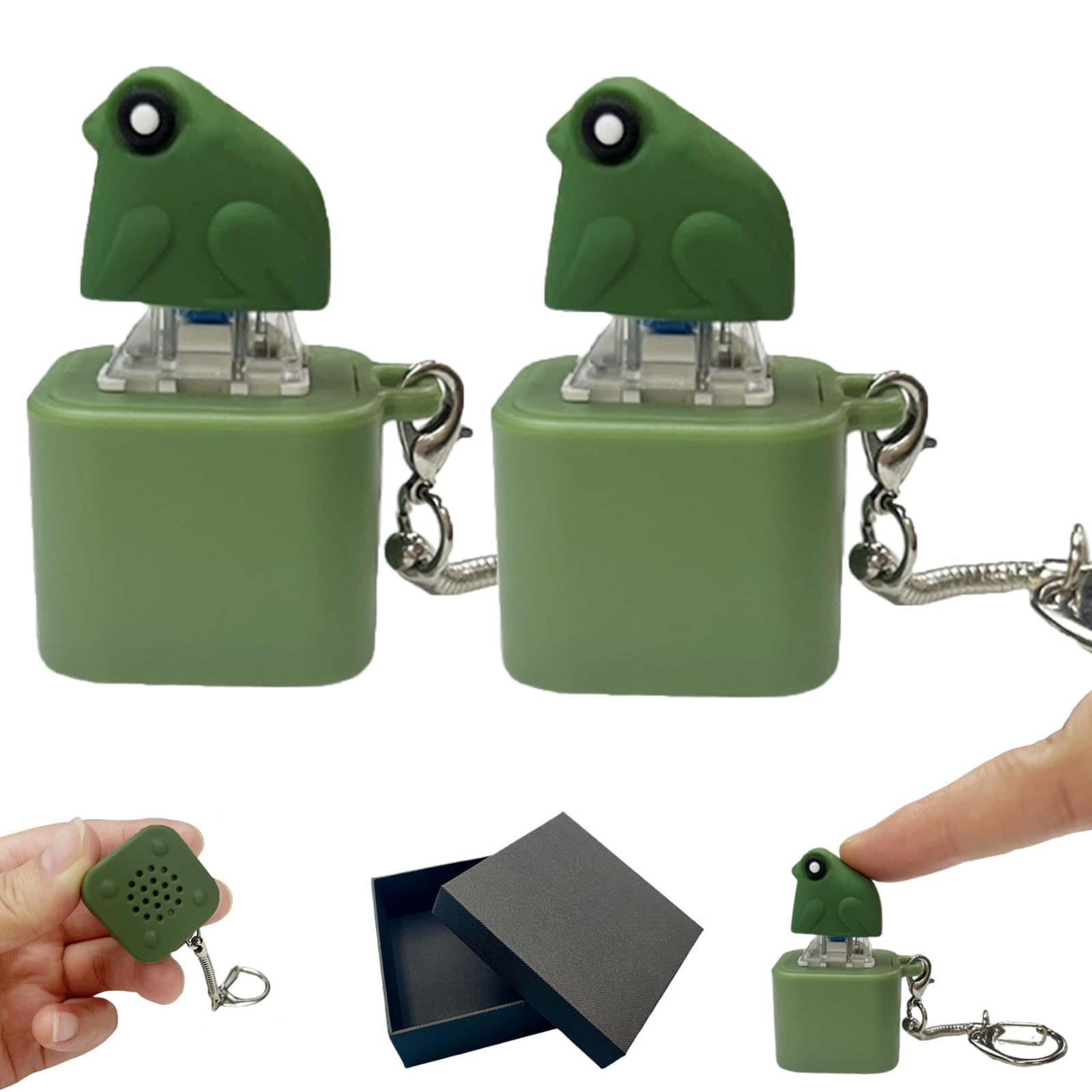 Unwind Hub Frog Croaking Fidget Toy - Rechargeable Frog Croaking Keychain, Frog Croaking Stress Reliever with Colorful Lights, Fun & Portable Anxiety Relief Toy (2PC Frog Croaking)
