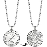 VASSAGO Key of Solomon Seals Necklace Engraved with 72 Names of God Pendant Spiritual Protection Amulets for Men Women