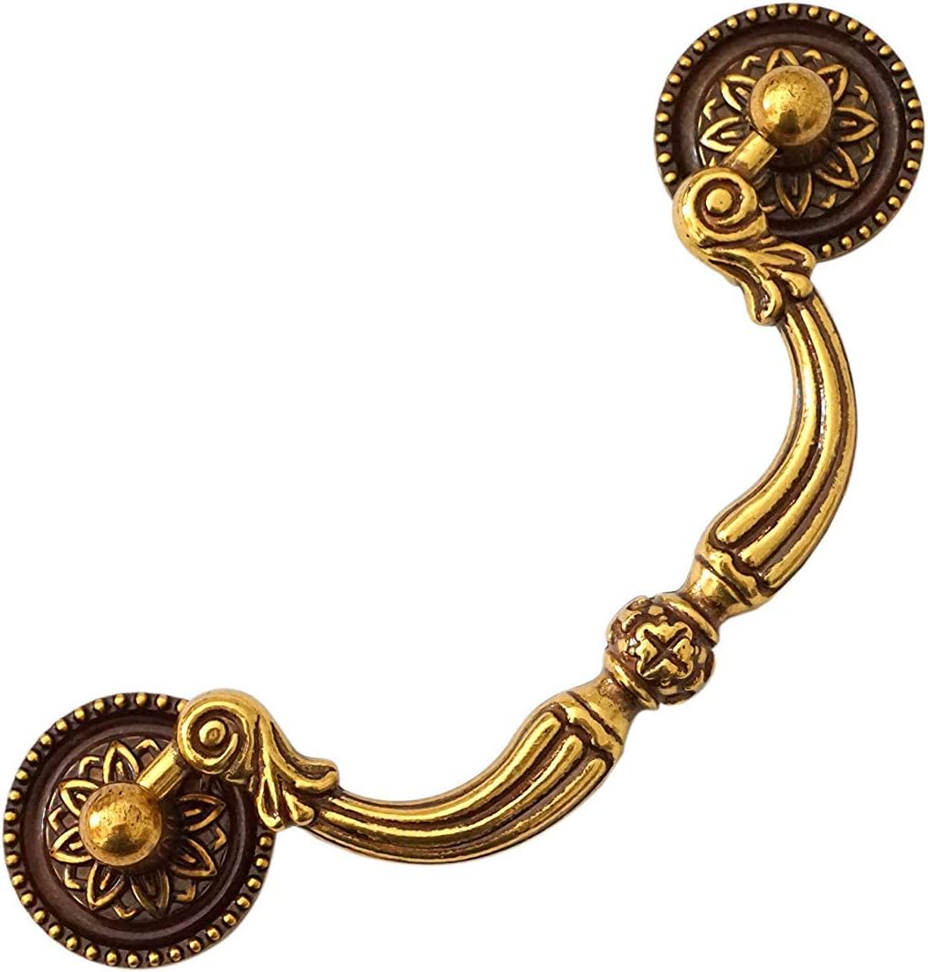 MOODSCUS 2.5" 3.75" Droop Bail Pulls Handles Dresser Pull Swing Antique Gold Brass Kitchen Cabinet Pull Handle 64mm 96mm,3.75"holescentertocenter
