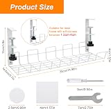 Zhaoyao Under Desk Cable Management Tray 38cm White No-Drill Metal Organizer view 2