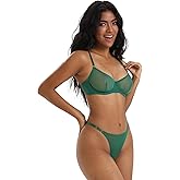 BoldBeauty Lingerie Sets for Women Sexy Mesh Sheer Underwire Push Up See Through Bra and Panty Sets