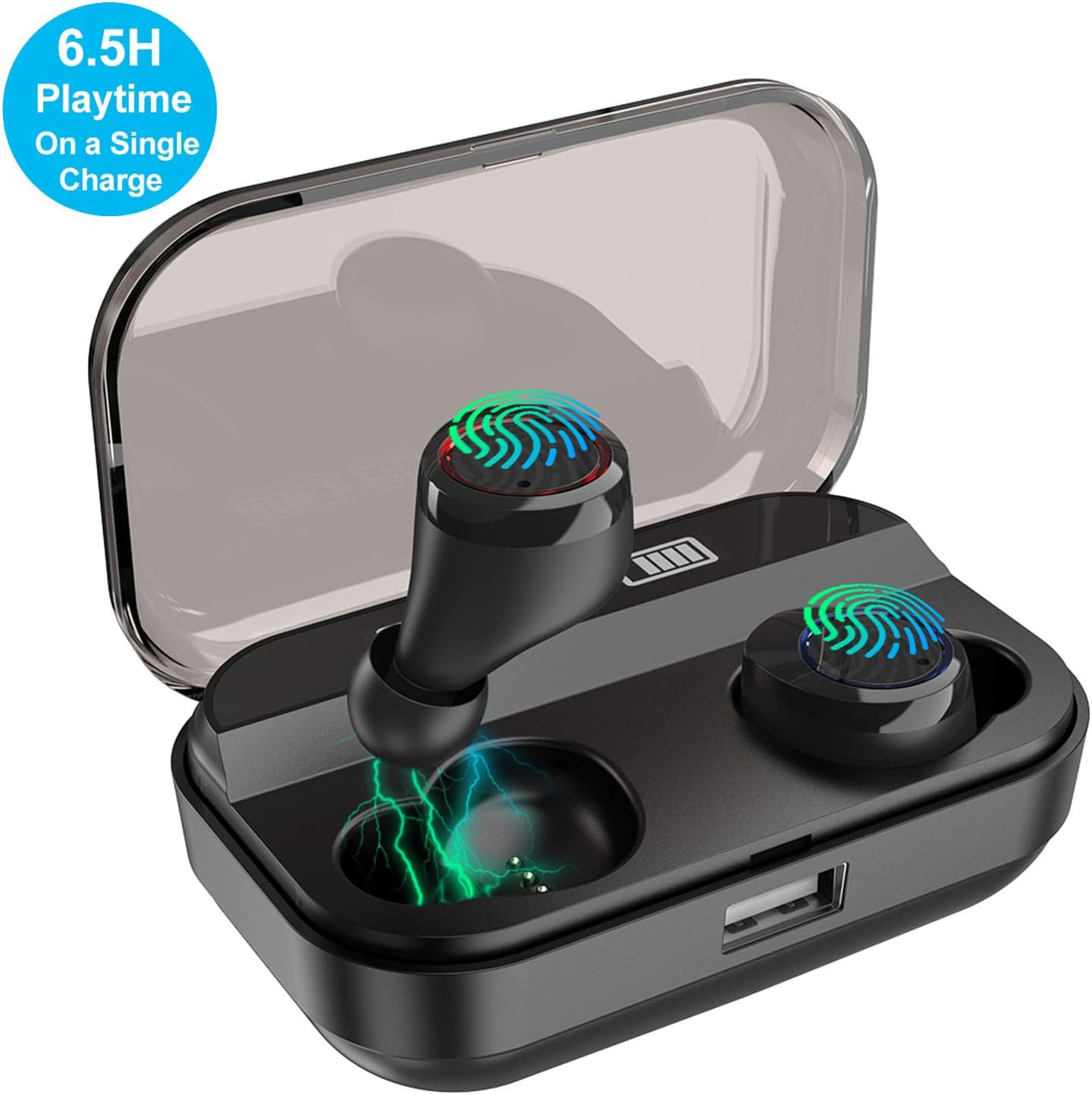 Wireless Earbuds Bluetooth Headphones IPX4 Waterproof Noise Cancelling Headset Bluetooth 5.0 Auto Pairing Earphones with LED Display 4000mAh Case for Workout, Running, Gym, Sport, 120 Hours Play Time